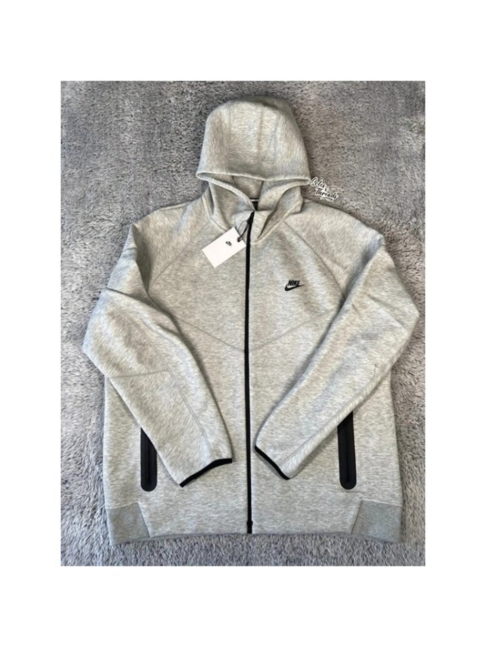 Nike Windrunner Tech Fleece Full-Zip Hoodie Sz Large Men Heather Grey FB7921-063